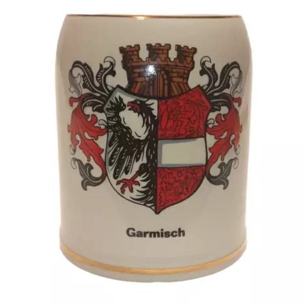 Beer Mug German Garmisch 0.5 Litre Porcelain Bier Stein A. Wilhelm Germany VTG